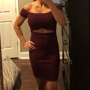 Windsor off the shoulder cut out mini dress